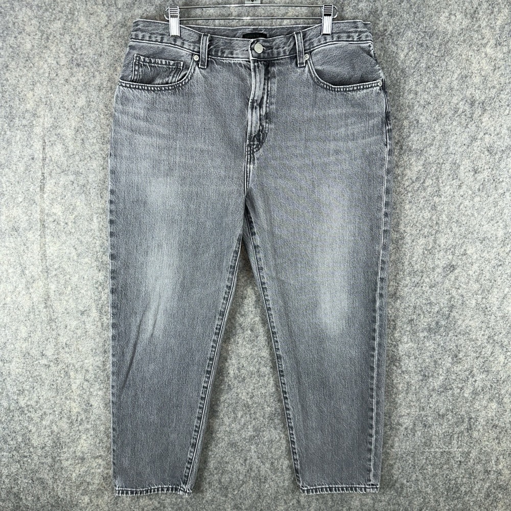 Uniqlo Jeans Womens 30 Gray Boyfriend Tapered Ankle Relaxed Baggy Mom 221-453975
